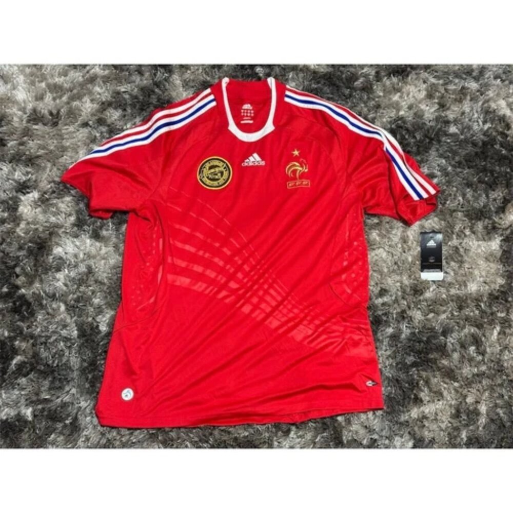 France National Team‎ 08/09 Away Soccer Jersey Men's XL Red Adidas